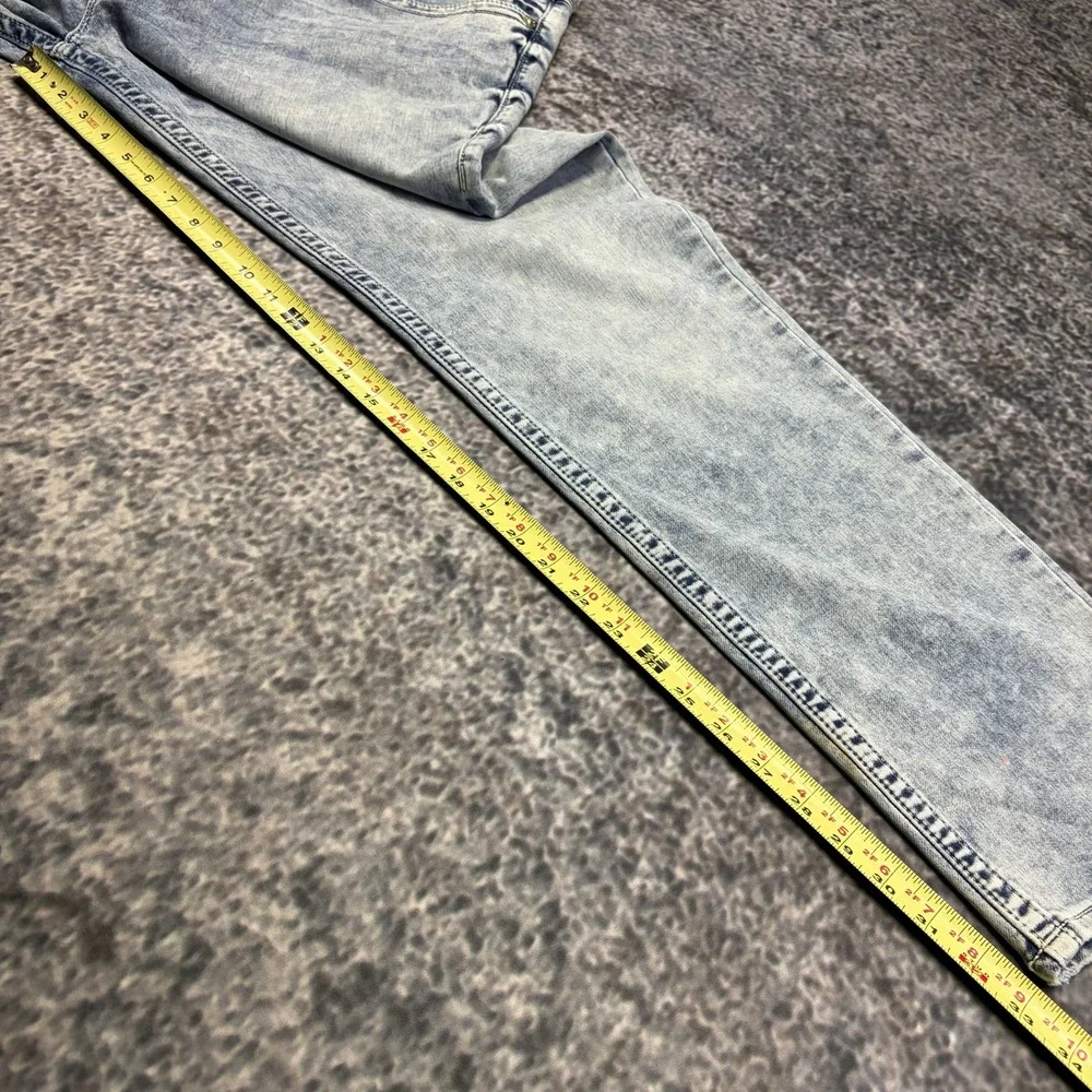True Religion Ricky Jeans Relaxed Straight 42x33 Acid Wash Blue Flap Pockets